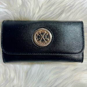 Christian Lacroix Elegant Black Wallet with Gold Emblem